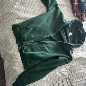 Size medium unisex Hanes zip up hoodie forest green